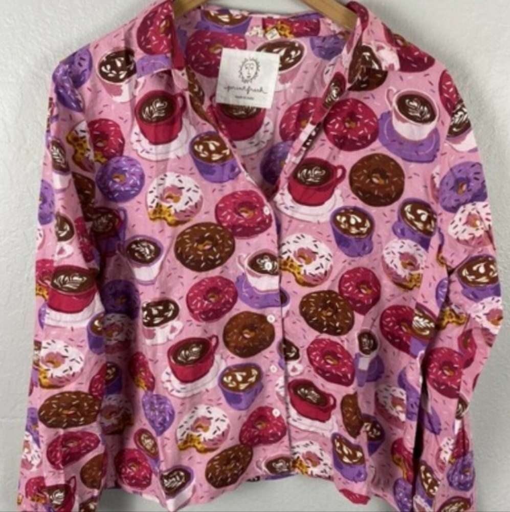 NWT Printfresh Coffee Break Long Sleve Flannel Shirt